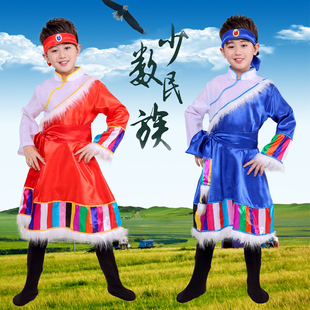 男女童藏族服演出服女童中长款水袖藏服舞台少数民族舞蹈西藏袍服