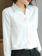 白色职业衬衫女秋季2023长袖，气质时尚雪纺，衫v领白衬衣工作服