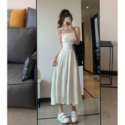 白色抹胸连衣裙女2023夏季内搭气质收腰长裙纯欲法式显瘦裙子