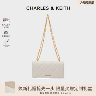 3.8礼物CHARLES&KEITH冬女包CK6-10680924菱格链条钱包