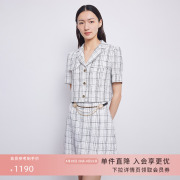 LIME莱茵2023春季白色小香风短外套气质翻领短款别致套装女