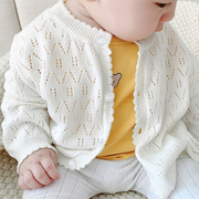 儿童针织开衫薄款外套纯棉外搭女童宝宝婴儿春秋装小童毛衣针