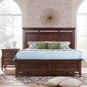 美式乡村轻奢实木双人1.8米床卧室，简约家具大床带抽屉1.5米实木床