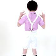 l儿童花童礼男服粉红，衬衫白童色背带短裤主持钢琴，合唱表服演