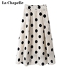 拉夏贝尔/La Chapelle夏复古波点半身裙女高腰A字裙中长裙小个子