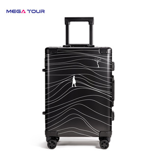 全镁铝合金旅行行李箱黑色万向飞机轮密码登机拉杆箱20寸