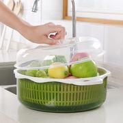 现代创意双层塑料果盘客厅，家用水果盘带盖果盆洗水果洗菜篮沥水篮