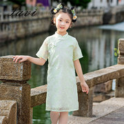 女童夏季短袖旗袍裙LAVI品牌新中国风唐装小清新大童裙子23222118