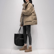 冬季2023韩版宽松白鸭绒时尚高端短款加厚羽绒服女