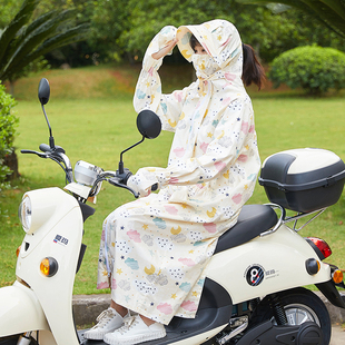 电动车防晒衣服女夏季全身长款纯棉，骑电甁摩托车防紫外线遮阳披肩