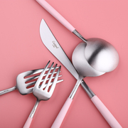 cutipol餐具牛排叉套装粉色西餐餐具叉勺三件套勺子筷子套装