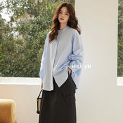薇语大码女装2024春季韩版chic气质百搭衬衫设计感小众上衣