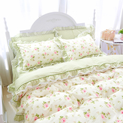 全棉韩式绿色森系四件套纯棉，田园风小碎花，被套床单公主风床上床品