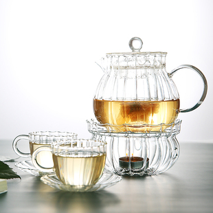 欧式玻璃茶壶过滤花茶壶韩式花，茶具套装高硼硅耐热煮茶壶泡茶壶