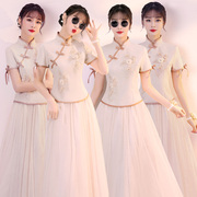 伴娘服女2023夏季短袖中式中国风伴娘团姐妹裙小个字显瘦礼服