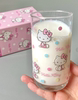 hellokitty牛奶透明水杯凯蒂猫印花玻璃杯咖啡杯饮料杯直筒玻璃杯