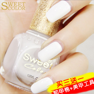 Sweet Color 环保指甲油 纯白色极地白漆光百搭环保快干无毒美甲