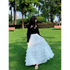 简爱花园高腰显瘦气质白色网纱层层蛋糕裙百搭长款半身裙JA196