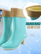 防滑雨鞋厚底舒适高筒防水甜美 高跟韩国胶鞋女式女士水靴时尚中