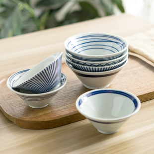 日式和风陶瓷碗家用4个套装，复古米饭碗斗笠，小号精致创意高档餐具