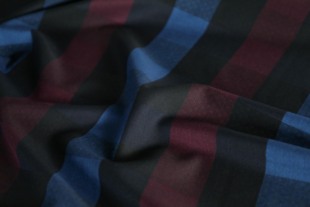 日本进口酒红蓝格纹斜纹高支提花精纺羊毛布料设计师西装衬衫面料