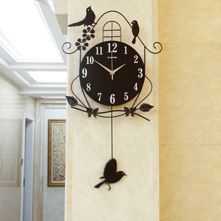 钟表挂钟客厅创意小鸟，个性现代装饰挂表简约大气，摇摆静音夜光时钟