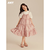 Amybaby女童连衣裙2024夏季儿童时髦气质甜妹吊带裙公主裙