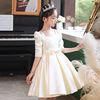 女童高端公主裙缎面儿童钢琴演奏花童生日演出婚礼小女孩礼服夏季