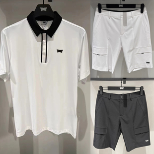 韩国原单高尔夫球裤夏季男士透气速干短裤户外经典黑白纯色五分裤