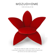 mozuo墨佐北欧时尚个性异形花朵，沙发椅设计师百合花瓣布艺休闲椅