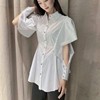 欧阿玛施女装2023秋季时尚设计感造型白色修身衬衫女长袖衬衣
