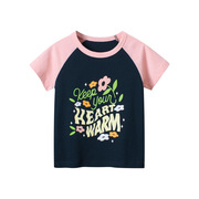 奥特莱斯品牌折扣店，童装2023夏款韩版女童，字母短袖t恤