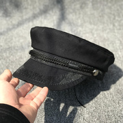 日本款平顶帽黑色帽子女韩版潮贝雷帽休闲时尚夏季薄款鸭舌帽