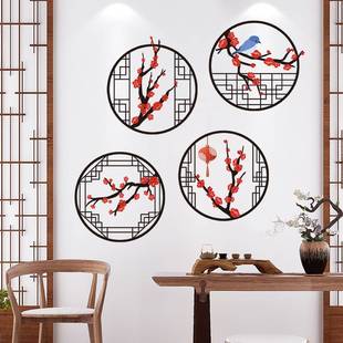 中国风梅花墙贴纸贴画客厅，沙发背景墙装饰风景画中式古风墙纸自粘