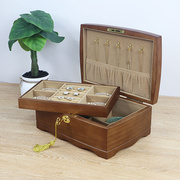 木头首饰盒带锁精致欧式高档奢华复古木质手饰品首饰收纳盒饰品盒
