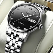 夜光时尚男手表机械表，瑞士全自动双士皮带手表watch日历