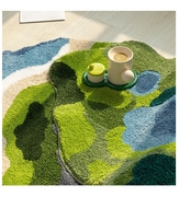 床前毯苔藓地毯卧室沙发毯客厅，床边毯苔藓，异形草地绿色脚垫地垫