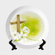 十字架礼物装饰盘陶瓷盘现代节日，家居装饰品用品桌摆件