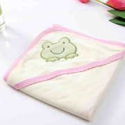 新竹纤维婴儿浴巾大方形带帽新生儿宝宝毛巾被抱被盖毯卡通比纯促