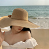 超大帽檐遮阳帽草帽，女夏季防晒沙滩海边度假太阳，帽子可折叠帽子潮
