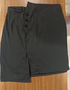 腰115超大码加肥直筒裙不规则裙摆B5020黑色通勤开叉摆