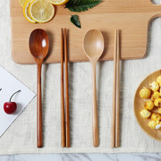 日式木质勺子筷子套装户外成人便携餐具二件套木勺木筷套装