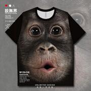 大黑猩猩宝宝3D创意头像速干T恤男女大码动物图案衣服000F设 无界