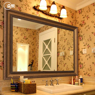 众想欧式卫浴镜壁挂卫生间，镜子复古美式浴室镜，洗手间洗漱台化妆镜
