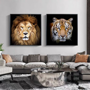 办公室挂画野兽猛兽老虎狮子动物壁画现代简约家居装饰画书房墙画