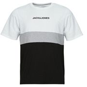 jackjones杰克琼斯男装拼接休闲款透气短袖，t恤白色2024夏季