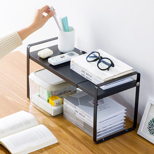 简易书架置物架办公室桌面打印机架子伸缩多层宿舍书桌整理收纳架