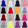帽子女秋冬季保暖毛线帽子荧光糖果色针织帽男女尖尖帽条纹套头帽