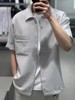 24年夏季liberclassy韩国乳白色方领宽松束腰休闲短袖衬衫男