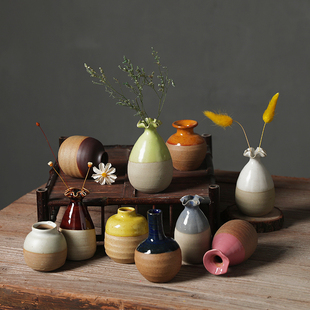 陶瓷小花瓶茶桌个性创意摆件，客厅家居饰品，中式迷你水培插花花器